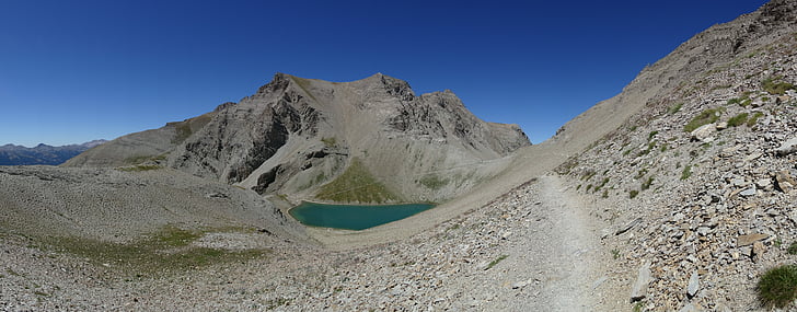 lake garet, pass cayolle, ubaye, mountain, france, landscape, alps of high provence