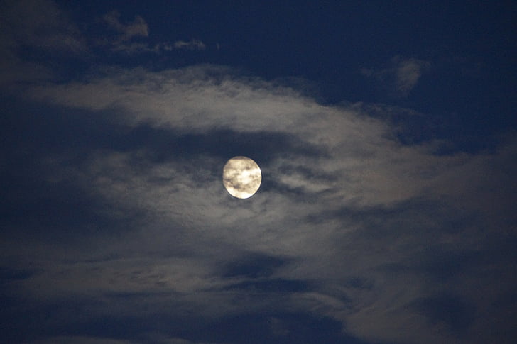 mjesec, pun mjesec, Mjesečina, noć, nebo, večer, atmosfera