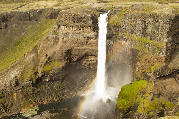 vízesés, szivárvány, Izland, Scenics, mozgás, folyó, víz