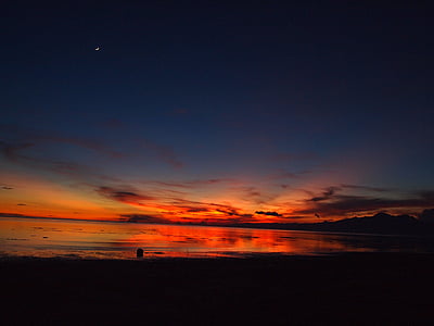 posta de sol, resplendor, República de les Filipines, en la foscor