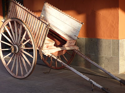 carrello, in legno, vagone, vecchio, cavallo, trasporto, tradizionale