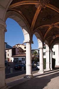 Loggia, Villa, arquitectura, Italia, pintura de la cubierta, aire libre, columnar