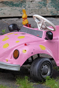 폭스바겐, 자동, 핑크, 장난감, 페달 자동차, 폭스바겐 비틀, 딱정벌레