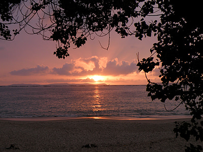 stranden, sjøen, solnedgang, himmelen, skyer, Costa, hav