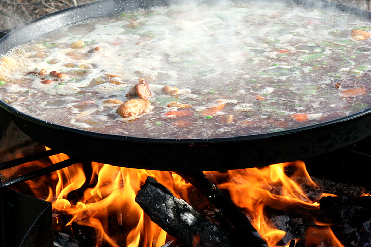 paella, valencia, food, lena, fire, preparation