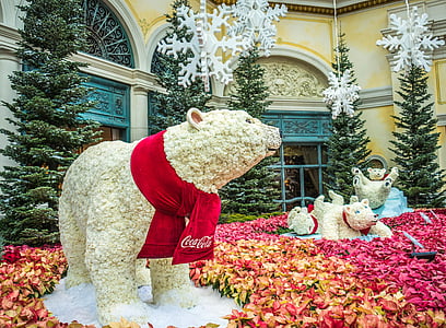 ours polaires, Bellagio, Las vegas, décoration, célèbre, Jeux d’argent, Hôtel