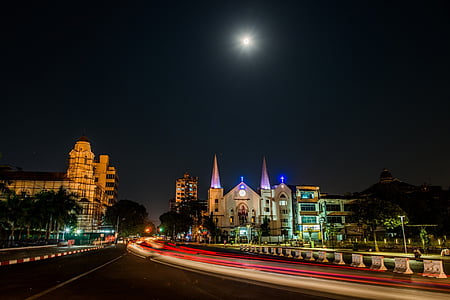 Emmanuel, Gioan Tẩy giả, Nhà thờ, Yangon, Myanmar, nhà truyền giáo người Mỹ, đêm