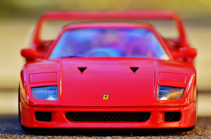Ferrari, carro de corrida, modelo de carro, Vista frontal, veículo, vermelho, corrida