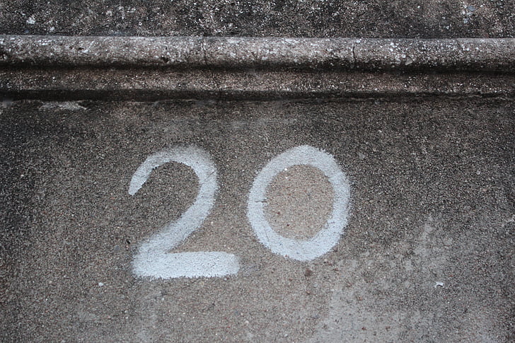 number, 20, twenty, wall