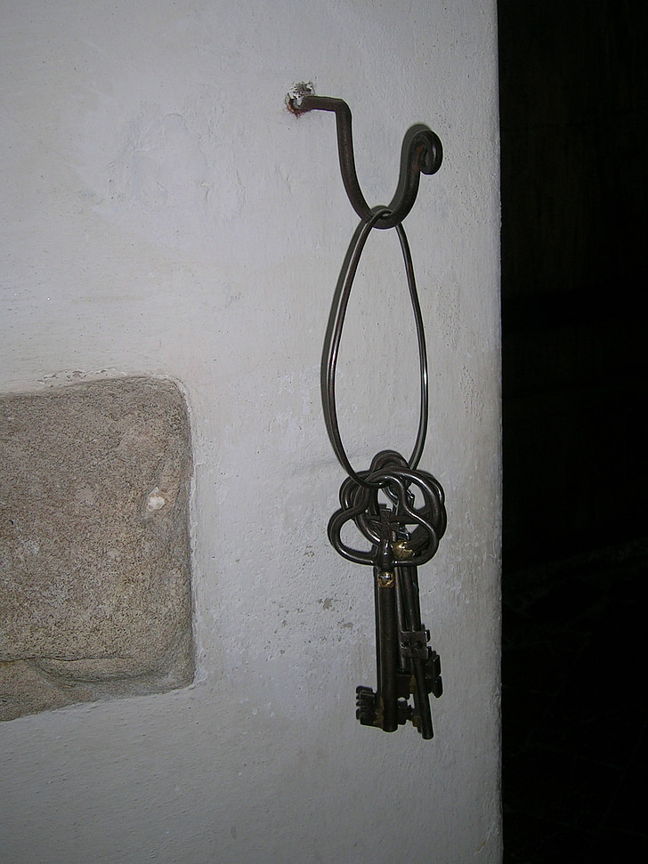 keychain, antique, lock keys, old key, old