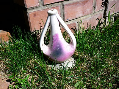 amphora, decanter, design, garden, purple, grass, decorative