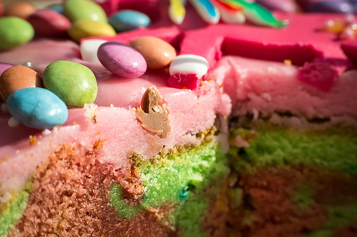 taart, verjaardag, verjaardagstaart, Smarties, kleurrijke, viering, Sweet