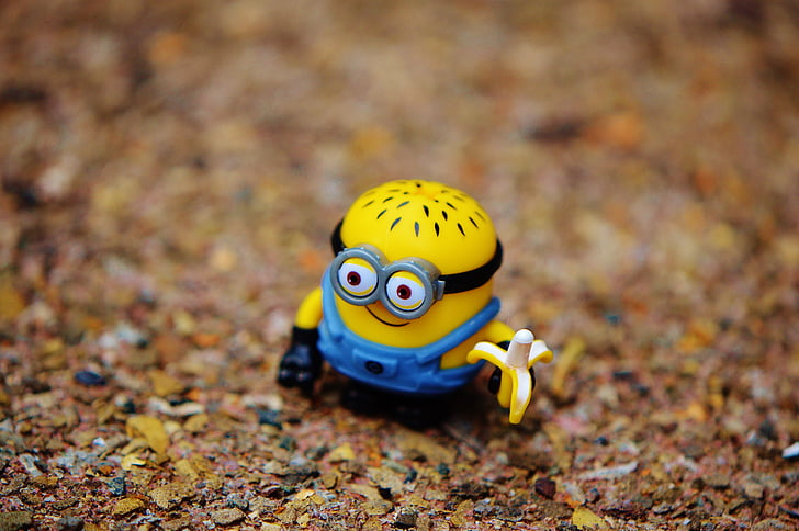 Minion, engraçado, brinquedos, crianças, Figura, amarelo, bonito