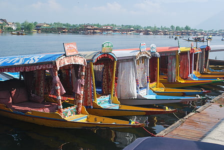 perahu Kashmir, rumah kapal, Rumah perahu India, kapal laut, budaya, Asia, perjalanan