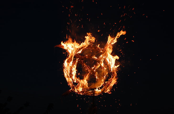 Koster, feu, flamme, étonnante, autour de, belle, chaleur