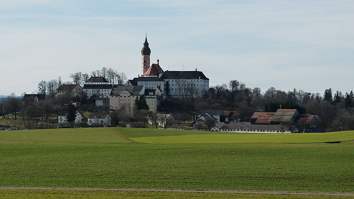 kloster, Andechs, Ammersee, Bayern, Andechs kloster, kyrkan, hem