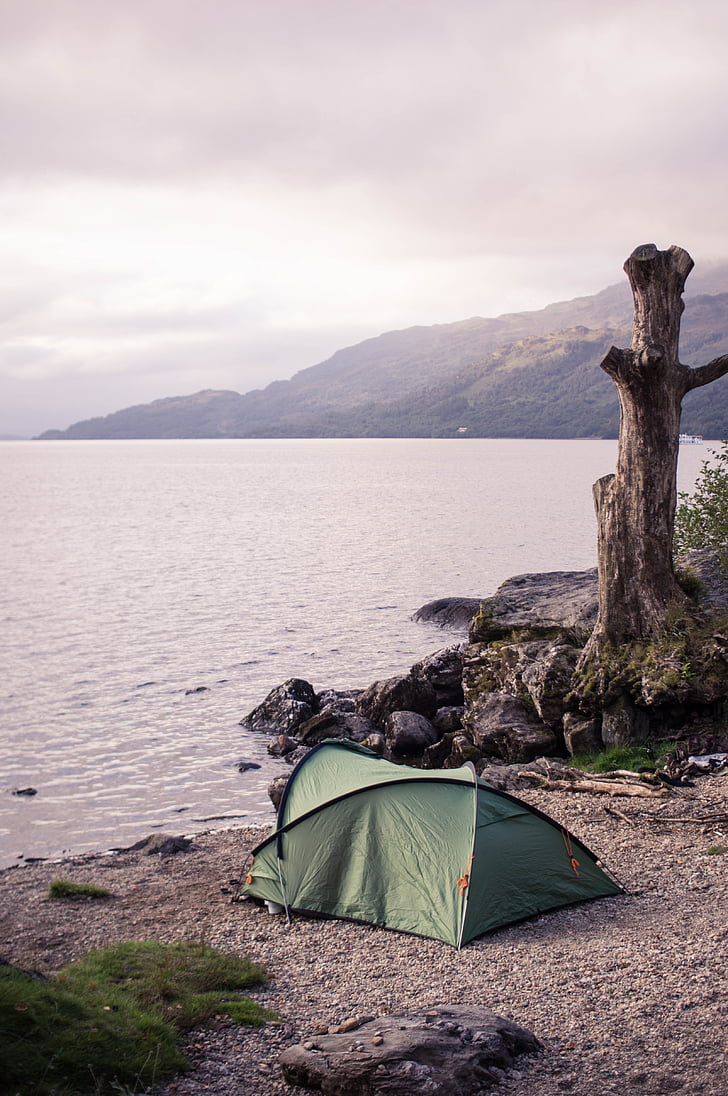 camping, scotland, lake, nature, off the grid, europe, scenery