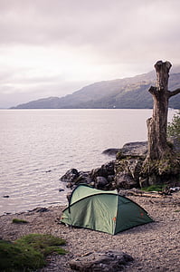 캠핑, 스코틀랜드, 호수, 자연, 그리드에서, 유럽, 풍경