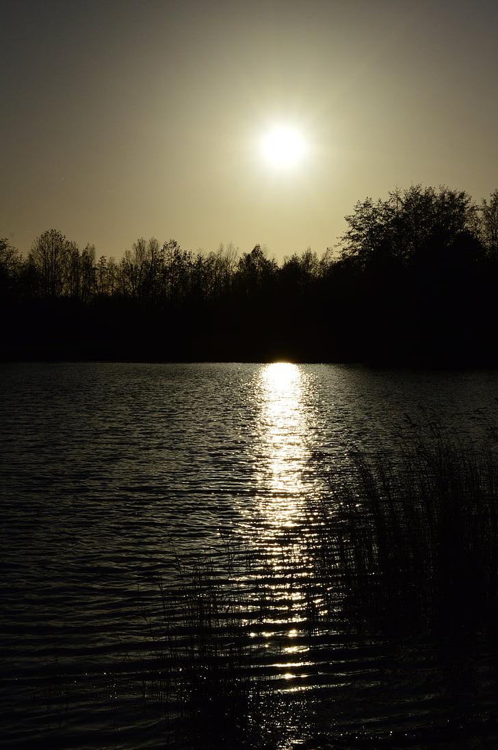 l'aigua, posta de sol, estat d'ànim, reflectint, sol, nit, abendstimmung