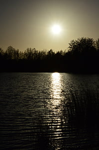 acqua, tramonto, stato d'animo, il mirroring, sole, sera, Abendstimmung