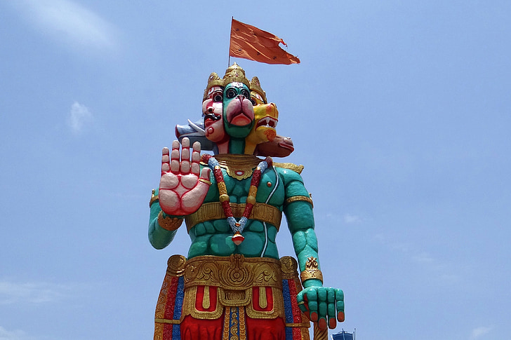 statue, temple, hanuman, monkey-god, panchamukhi hanuman, mythology, hinduism
