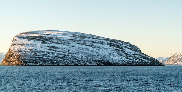 lielākais akmens, Norvēģija, jūra, ziemas, sniega, daba, ainava