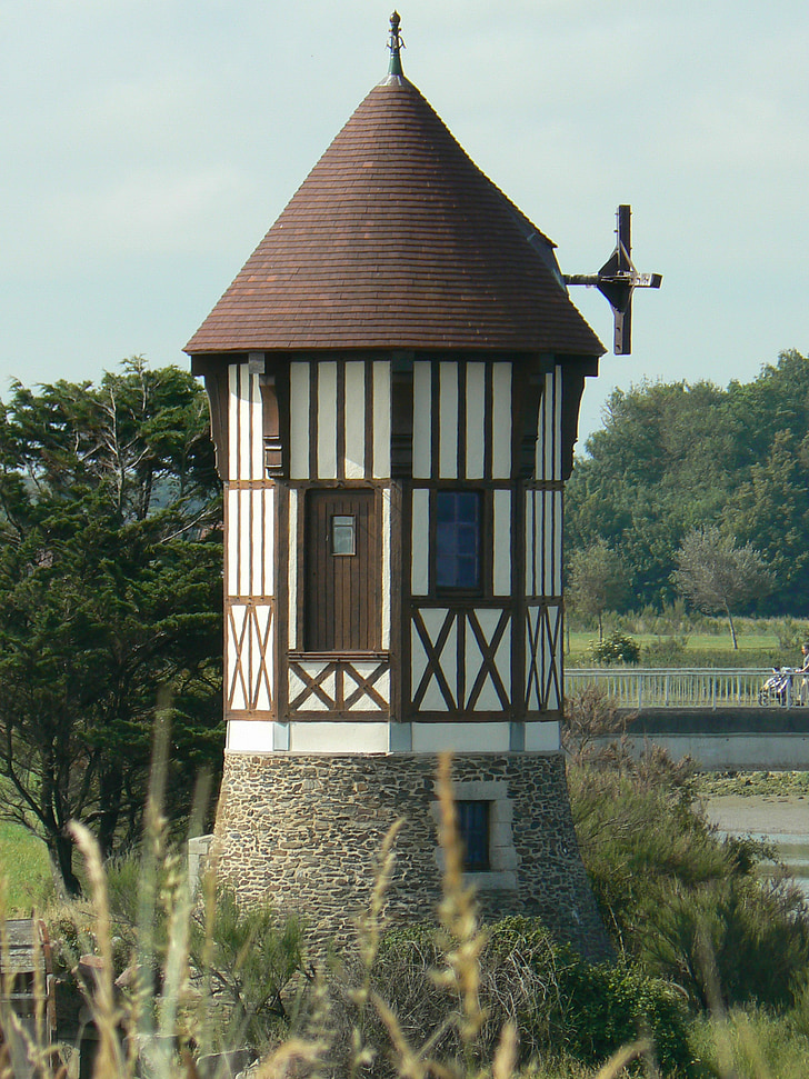 Courseulles, Tower, landskab, natur, grøn, Frankrig