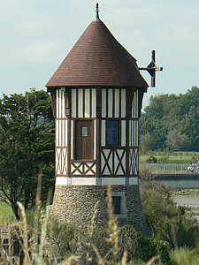 Courseulles, toren, landschap, natuur, groen, Frankrijk