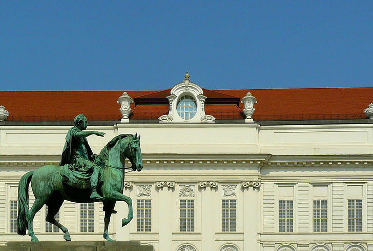 Bécs, lovas szobra, Reiter, ló, építészet, lovarda, Landmark
