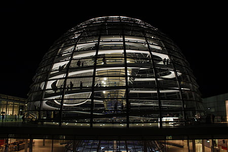 kopule, vládní budovy, Berlín, Bundestag, skleněná kopule, budova, Německo