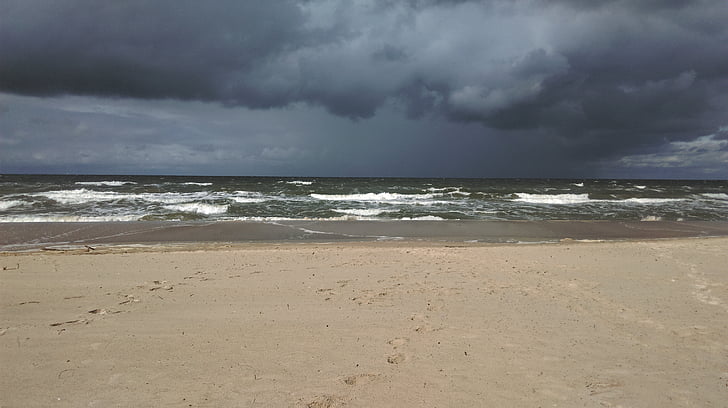 Полша, Балтийско море, крайбрежие, плаж, вода, пясък, на брега на Балтийско море