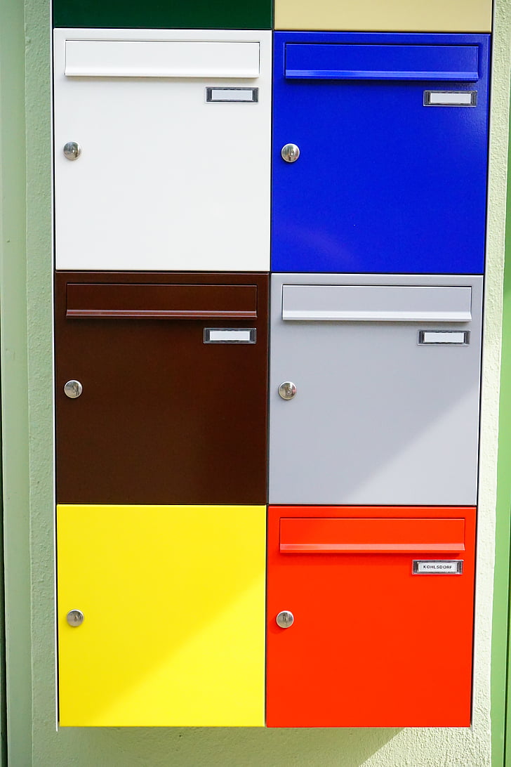 poštové schránky, farebné, Farba, príspevok, číslo domu, žltá, červená