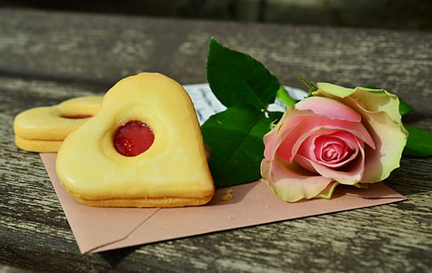 μπισκότο, καρδιά, τριαντάφυλλο, Αγάπη, Ευχετήρια κάρτα, φιλία, ροζ
