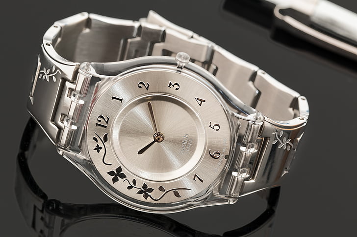 Swatch watch, rokaspulkstenis, laiks, skatīties, tērauda, rokassprādze, piederums