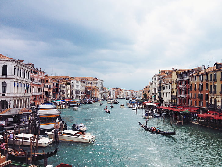 kanalen, Venezia, Italia, arkitektur, vann, båt, gondol