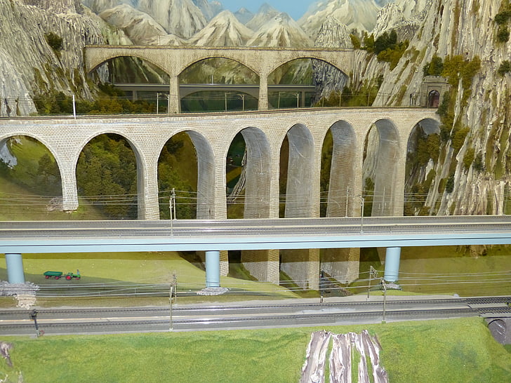 modell, Model railway bridge, broer, Arch, dalen, krysset, transport