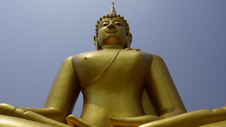 Wat thep nimitr klippor, Sakon nakhon, Thailand, Thailand-templet, åtgärd, staty, en pilgrimsfärd