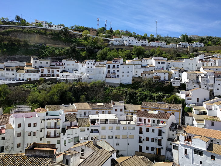 Setenil, mensen, Andalusië, witte huizen, landschap, blanke mensen, Cadiz