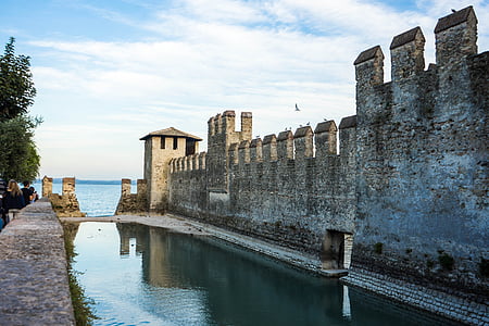 Scaliger castle, Gardasøen, Sirmione, Italien, italiensk, fæstning, Europa