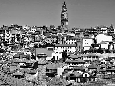 Porto, toits, ville, Portugal, gens, construction, maisons
