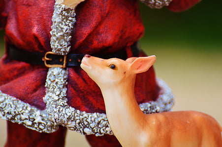 christmas, roe deer, santa claus, figure, decoration, nicholas, gifts