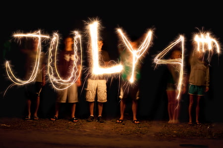 svetlobe slikarskih, Blistavo pisno, Četrti julij, 4. julija, praznovanje, pirotehniko, plamen