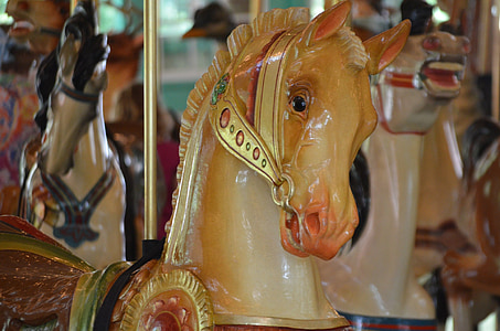 carousel, horse, merry, round, play, amusement, park