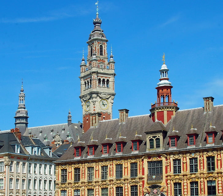 Lille, kellatorn, vana börsil, fassaadid, Hispaania renessansi, kaubavahetuse, arhitektuur
