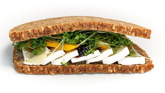 sandwich, pâine, brânză, Camembert, Brie, Mango, Coacăz negru