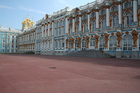 Peterhof, palača, Petersburg, Rusija, arhitektura, nebo, turističke destinacije