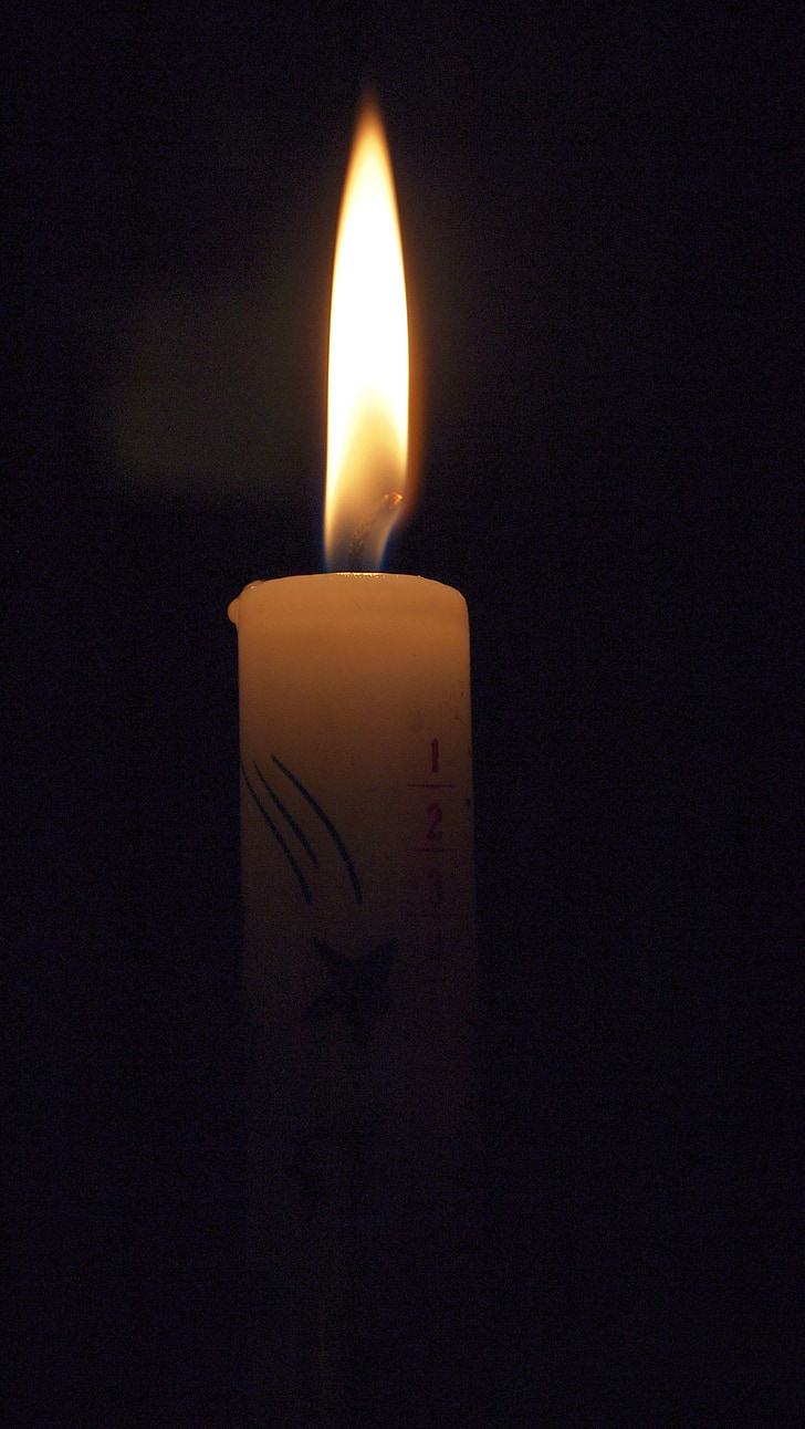svece, Advent, apgaismojums, gaisma, tumšais fons, reliģija, liesma