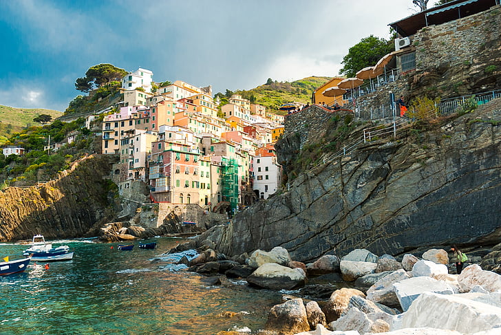 cinque terre, the sun, holidays, clouds, sky, landscape, summer