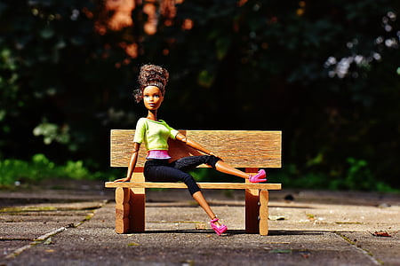 ljepota, Barbie, banke, sjediti, lijep, lutka, šarmantan