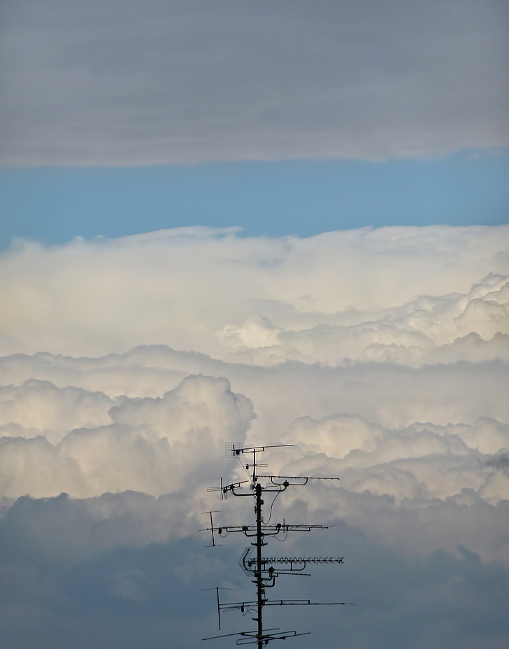 antena, mākoņi, cloudscape, debesis, ēteris, krāsas, antenu sistēmu